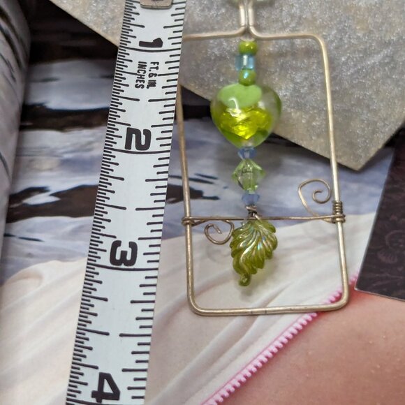 Murano Beads Heart Modernistic Hand Made Wired Green Love Like Butterfly LOVE - Picture 9 of 9